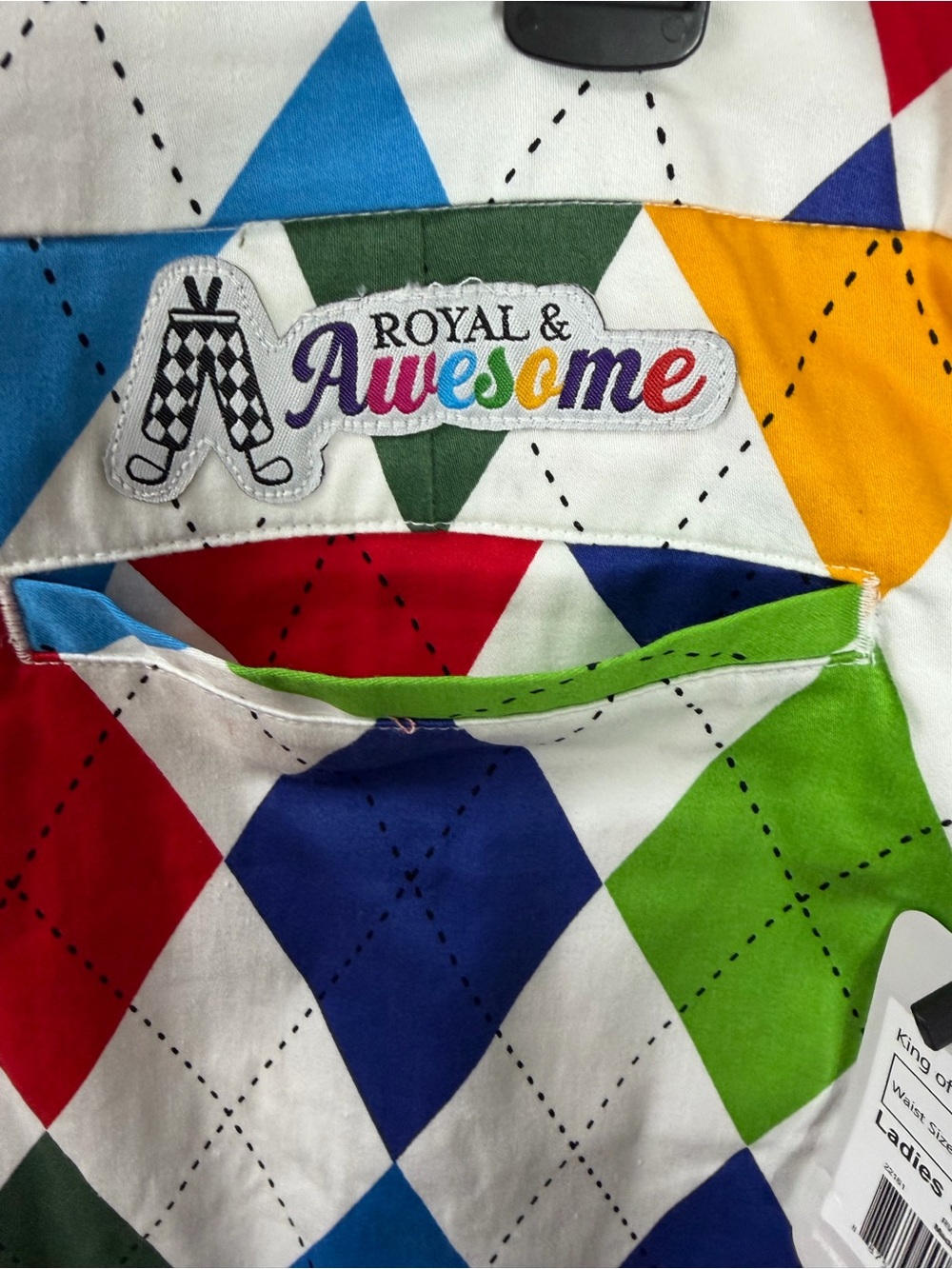 Royal and Awesome Argyle Pattern Multicolor Cotton Blend Women's Skort - Picture 6 of 7